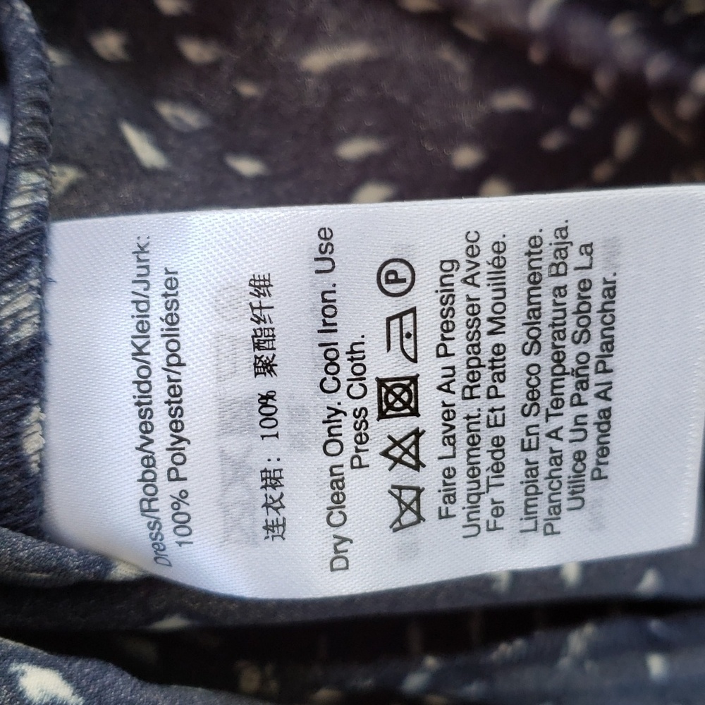 BNWT DKNY Navy Printed Tie Neck Bishop-Sleeve Mini (6) - Picture 10 of 12